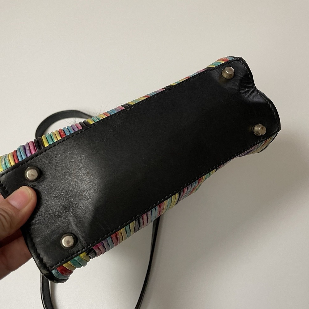 Les Petits Joueurs Rainbow Stripe Mini Crossbody Bag Grunge Distressed‎ B25 - Picture 7 of 16